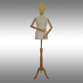 Bayan Ayaklı, Tel Kafalı ve Ahşap Kollu Plastik Terzi Manken