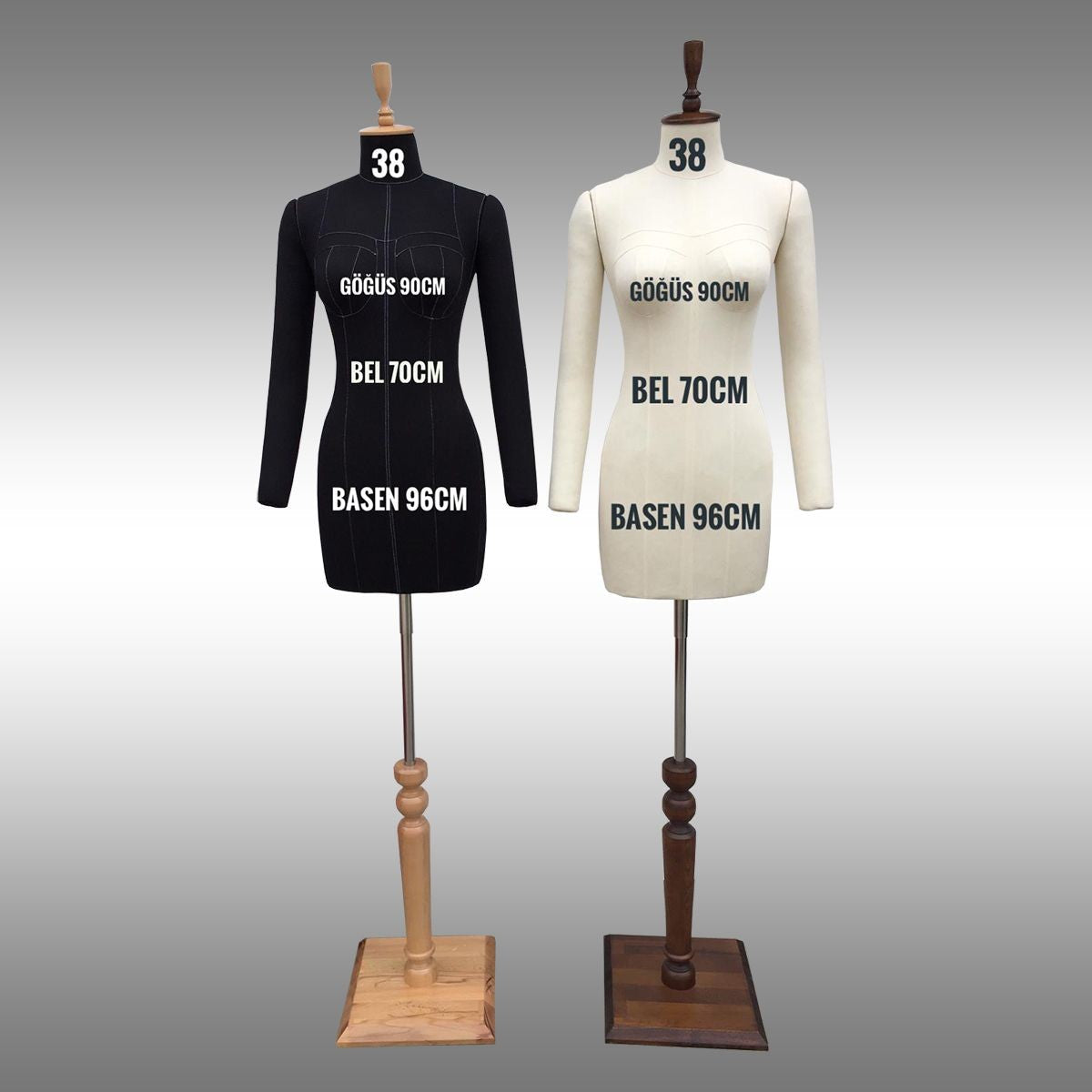 Bayan 38 Beden Ayaklı, Kafasız, Kollu ve Paçalı Fiber Terzi Manken